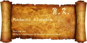 Madacsi Klaudia névjegykártya